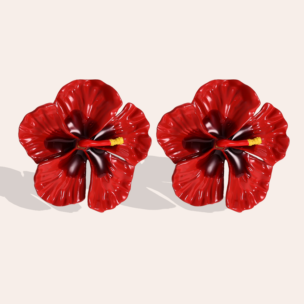 Ohrringe 45mm Rot Blume