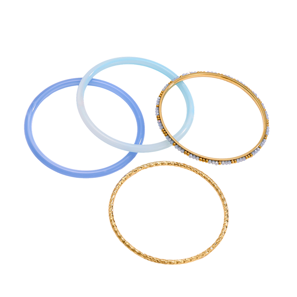 6.5cm Breite 4er Acryl Edelstahl Armreif Set 