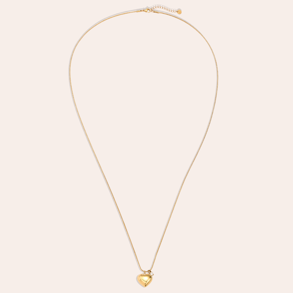43cm Heart And Diamond Dot Edelstahl Halskette        