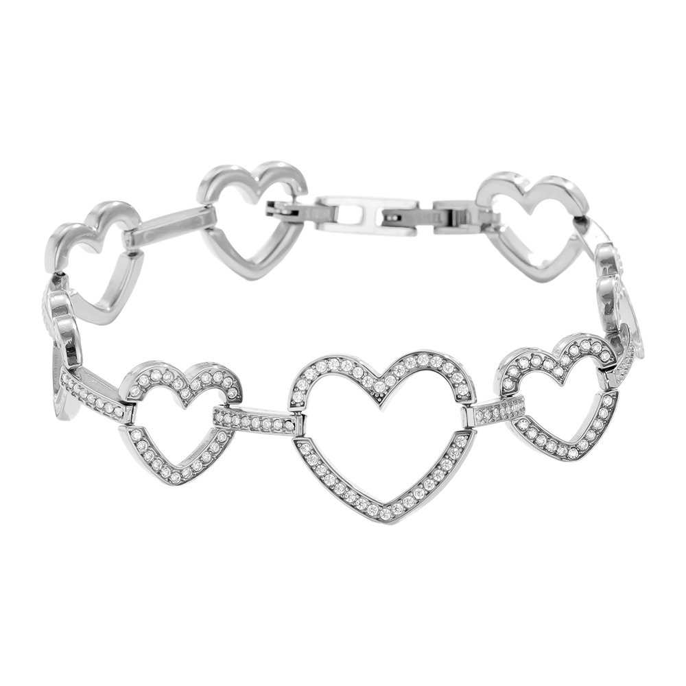 19cm Diamond Hearts Edelstahl Armkette     