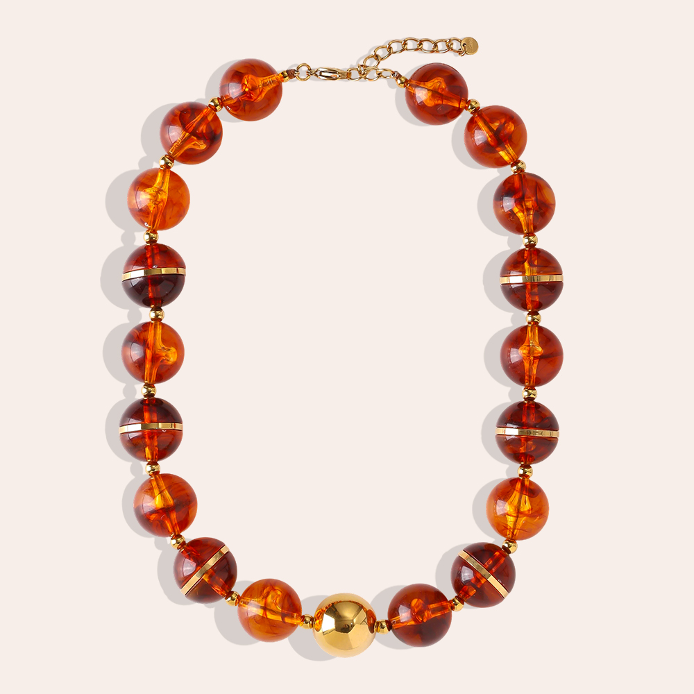 48cm runde Acrylperlenkette Edelstahl Halskette    