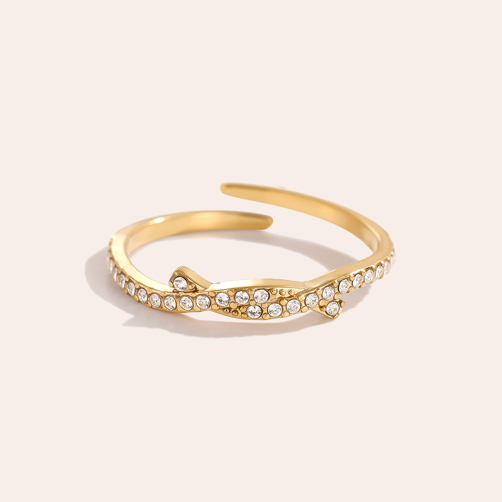 Simple Diamond Casual Edelstahl Ring    