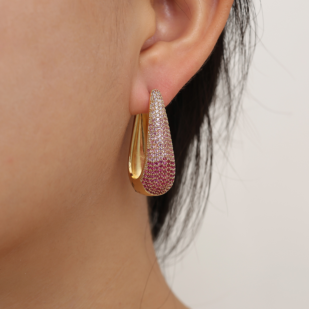 3.2cm Drop Diamond Vergoldete Ohrringe     