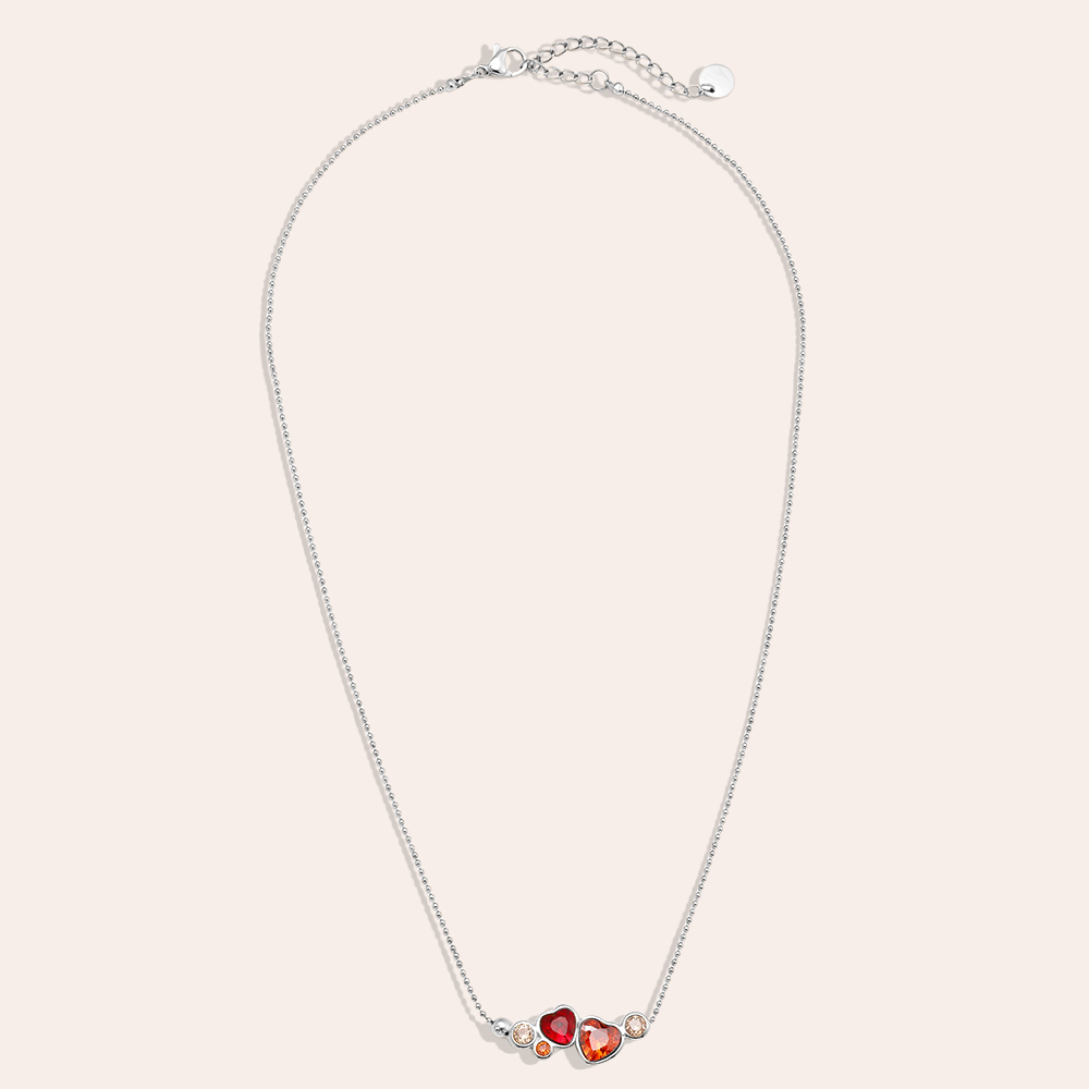 40cm Diamond Red Heart Edelstahl Halskette   
