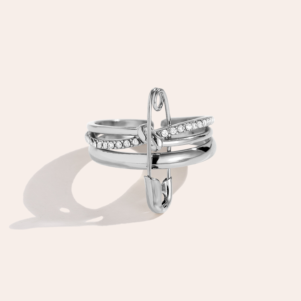  Three Layer Diamond Ring Set With Pin Edelstahl Ring 