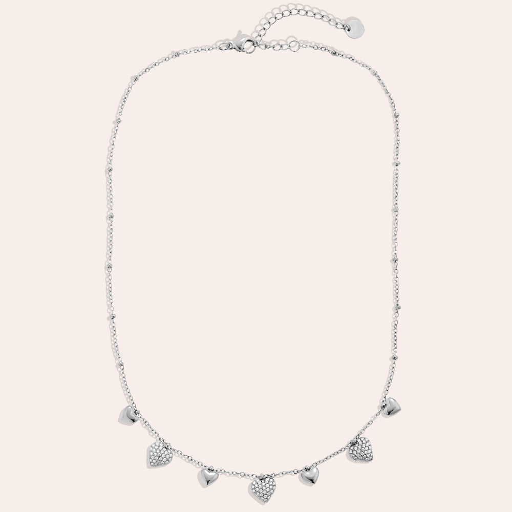 40cm Many Sweet Hearts Edelstahl Halskette     