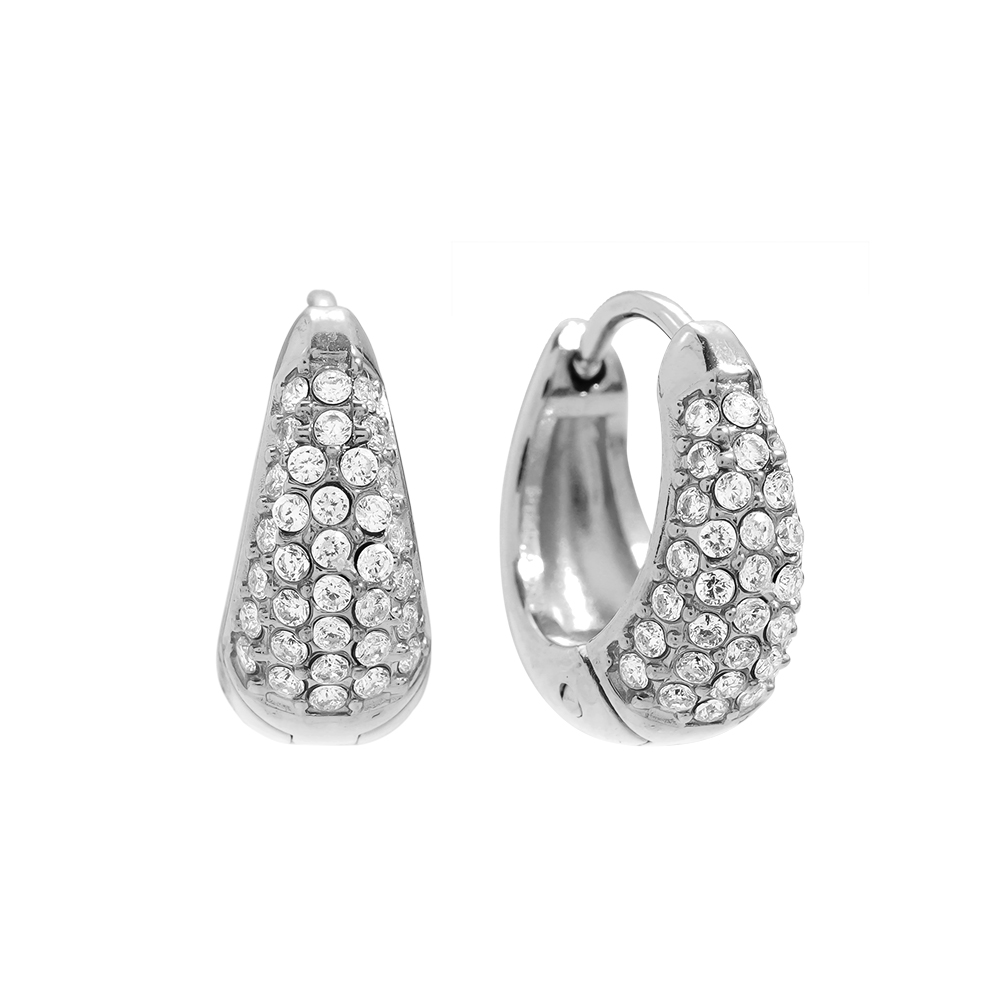 8mm Diamond Drop Hoop Edelstahl Ohrringe    