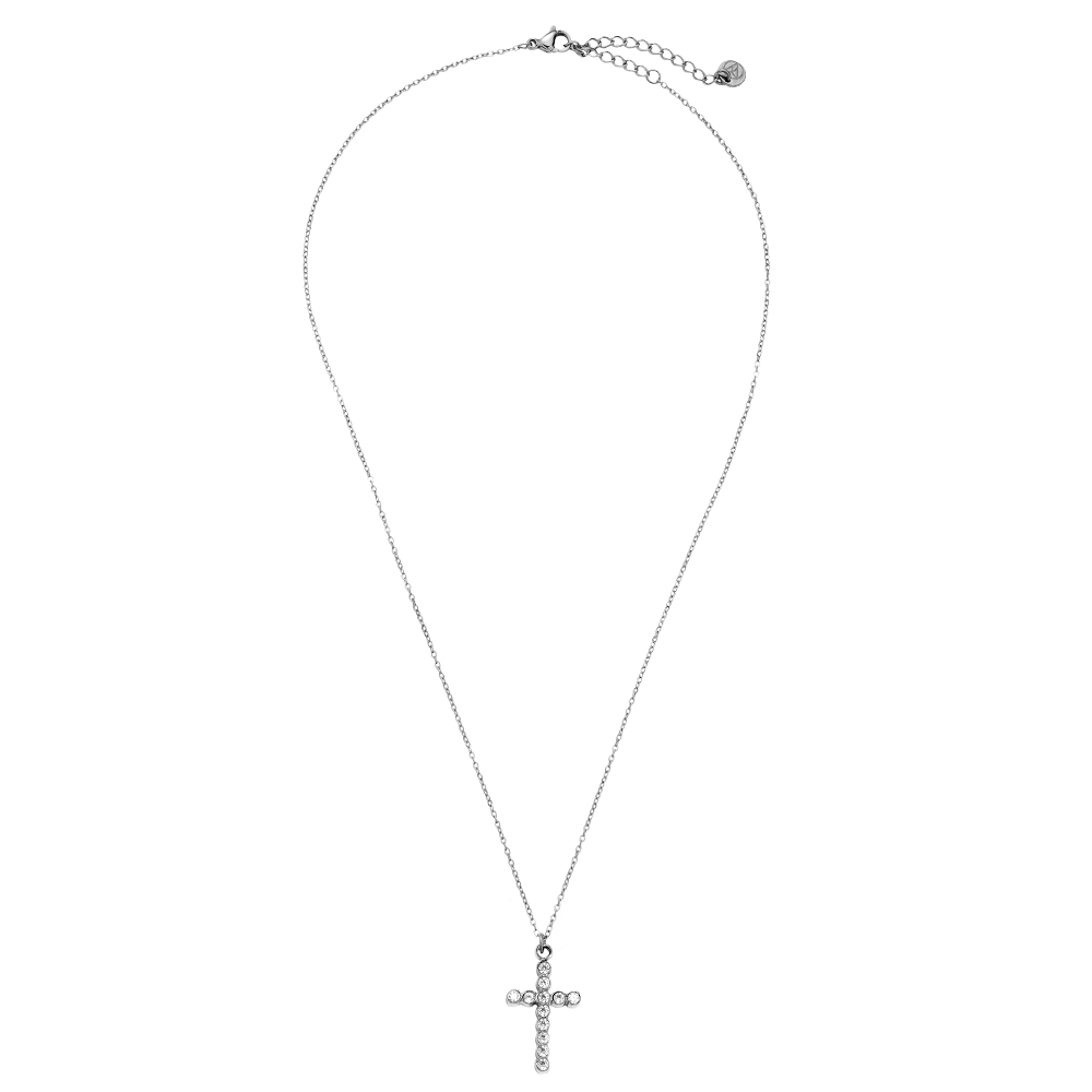40cm Nice Diamond Cross Edelstahl Halskette  
