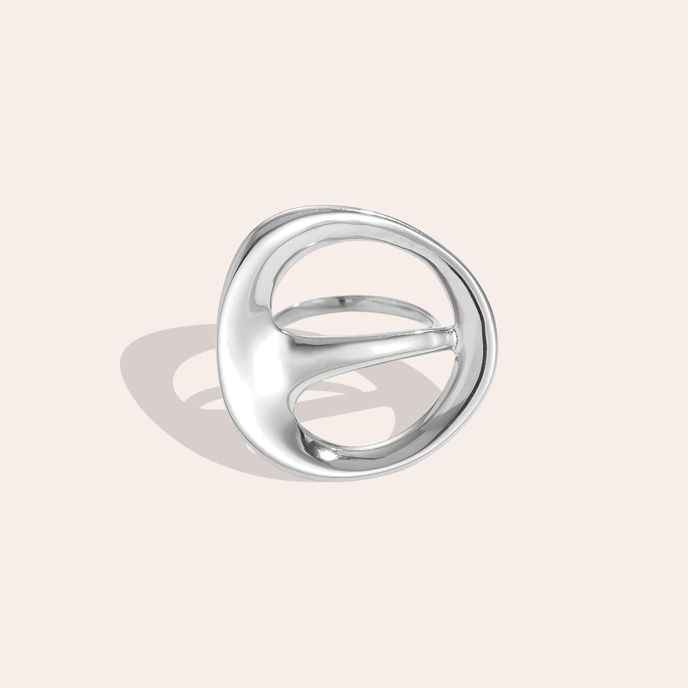 Verstellbarer groß Kreis-Design Edelstahl Ring   