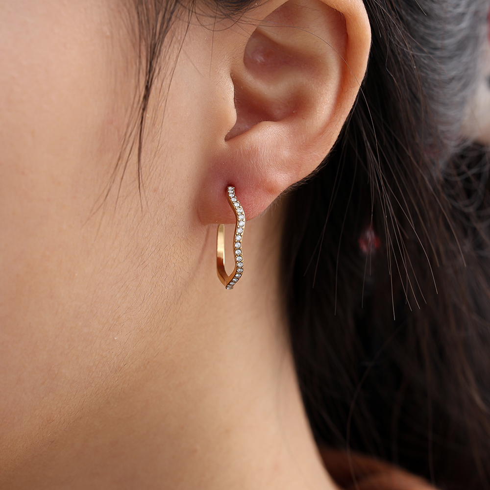 2.3cm Diamond Half Hoop Edelstahl Ohrringe    