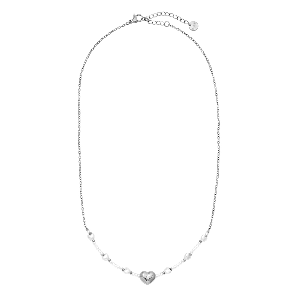 40cm Pearly And Hearts Edelstahl Halskette    