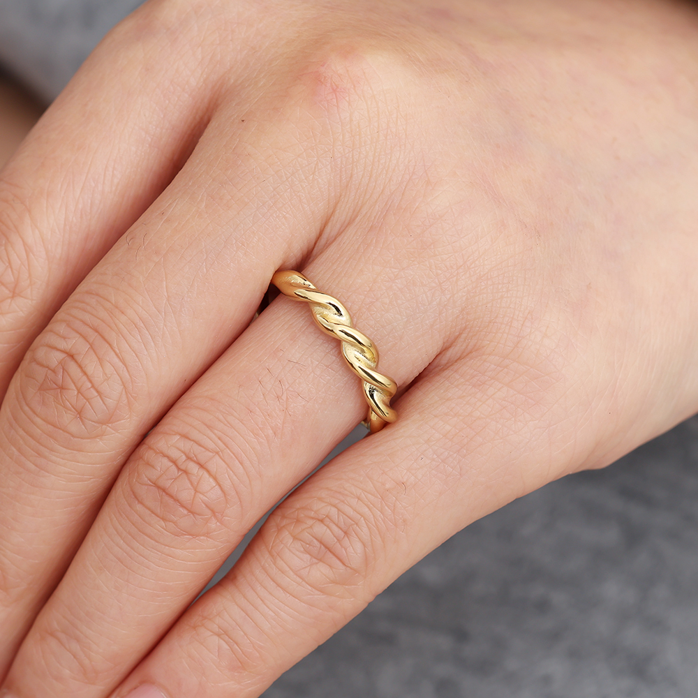 Fine Twist Edelstahl Ring    