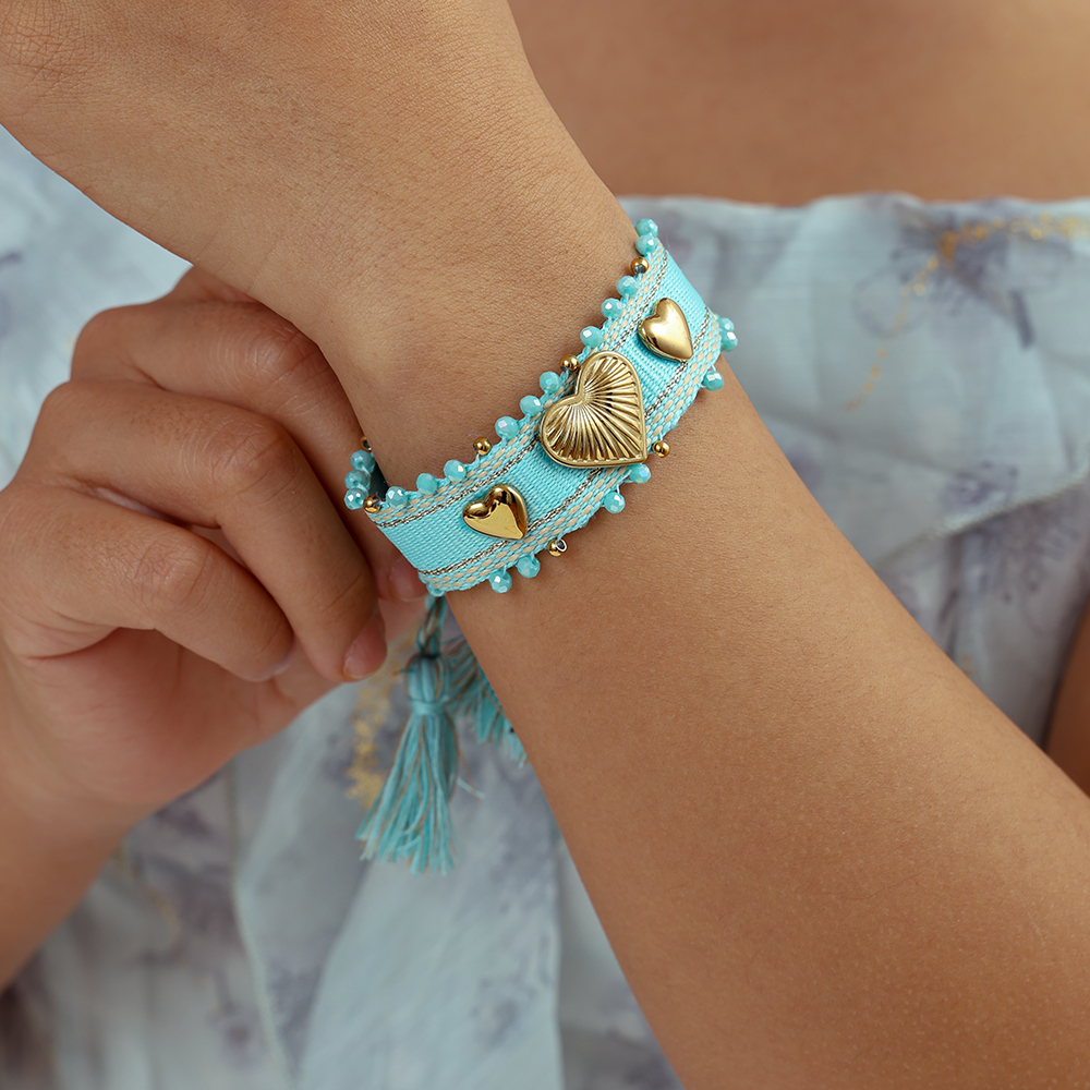 Herz auf einem Polyesterbeutel Edelstahl Armband   