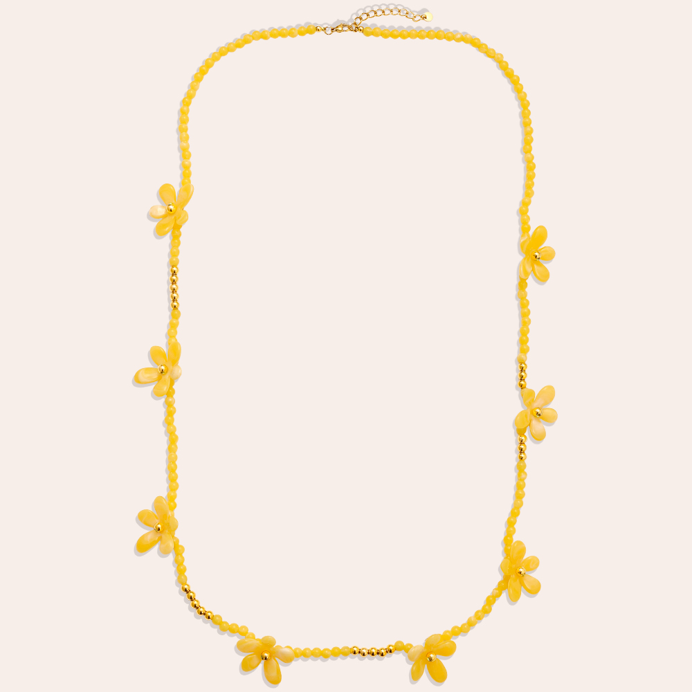 105cm Pretty Resin Flower Edelstahl Halsketten  