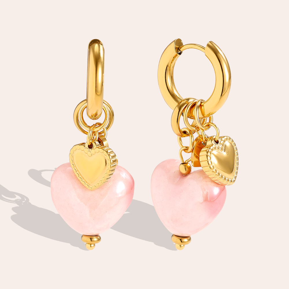 4.1*1.6cm Acrylic Pink Heart Edelstahl Ohrringe      