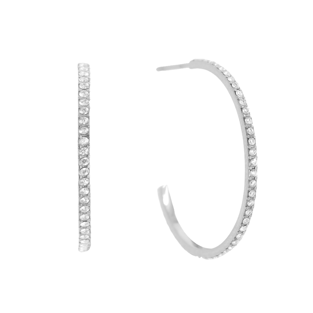 30mm Simple Diamond Half Hoop Edelstahl Ohrringe   