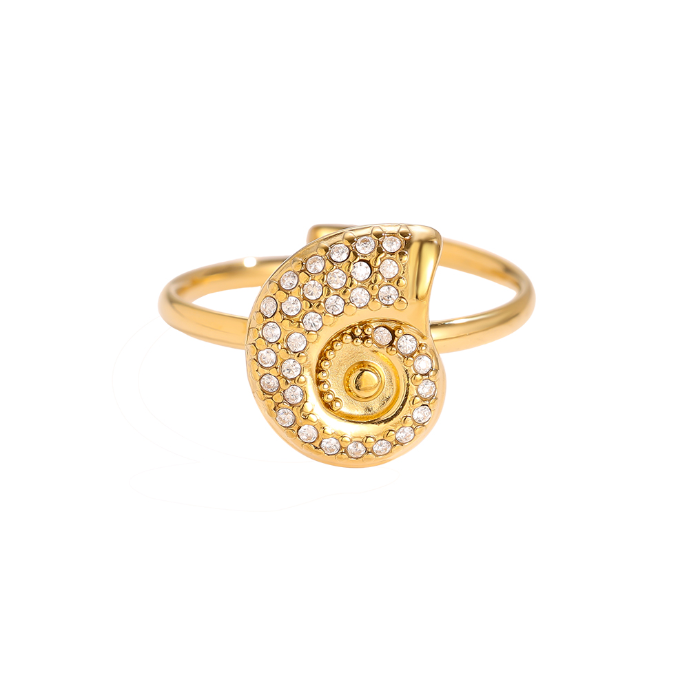 Verstellbarer Strass Schnecke Edelstahl Ring   