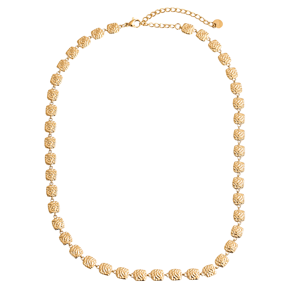 43cm unregelmäßige Quadrate Edelstahl Halskette    