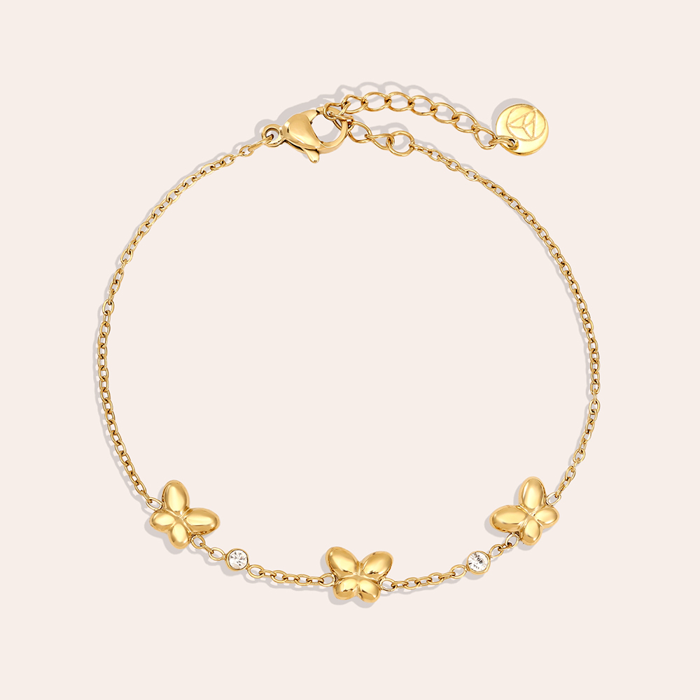 17cm Butterfly And Diamond Dots Edelstahl Armband  