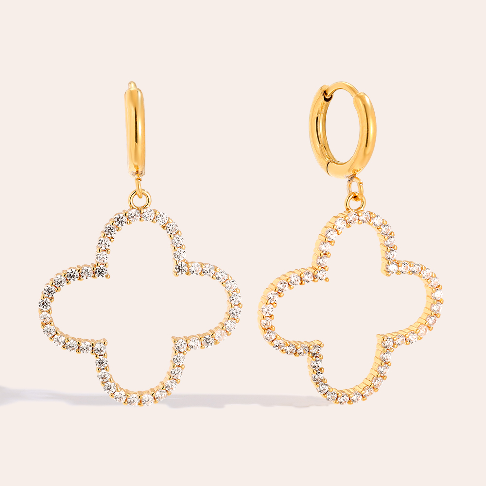 40mm Diamond Clover Edelstahl Ohrringe  