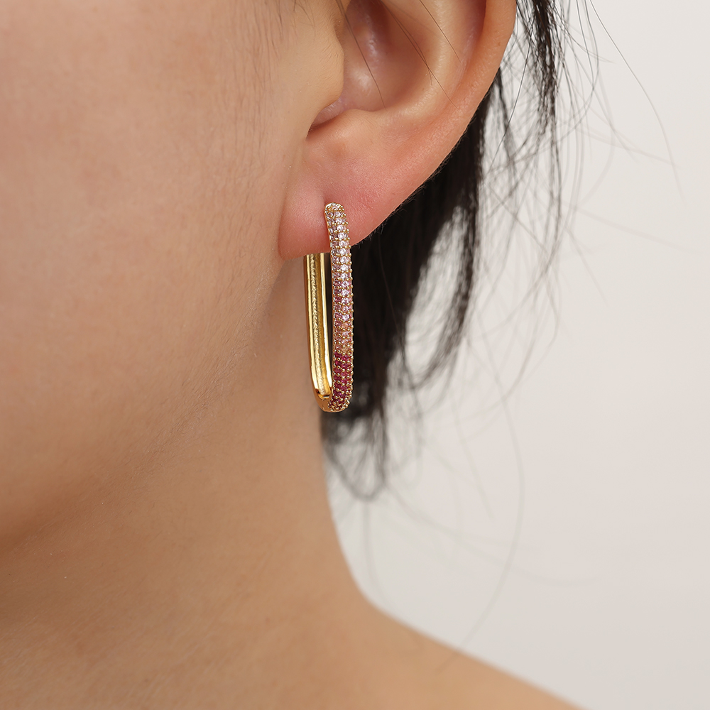 3cm Oval Diamond Vergoldete Ohrringe   