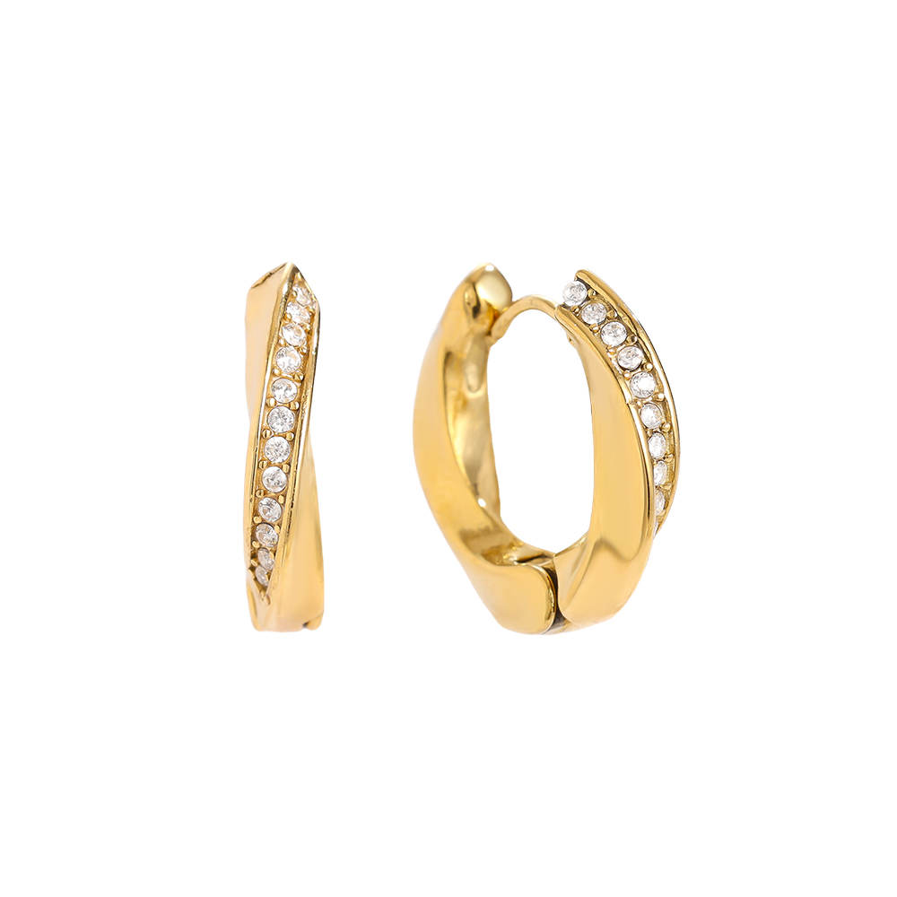 1.7cm Diamond Twist Hoop Edelstahl Ohrringe    