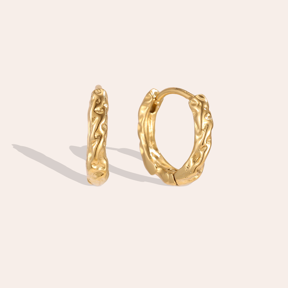 Edelstahl Ohrringe 15mm unregelmäßige goldene Creolen
