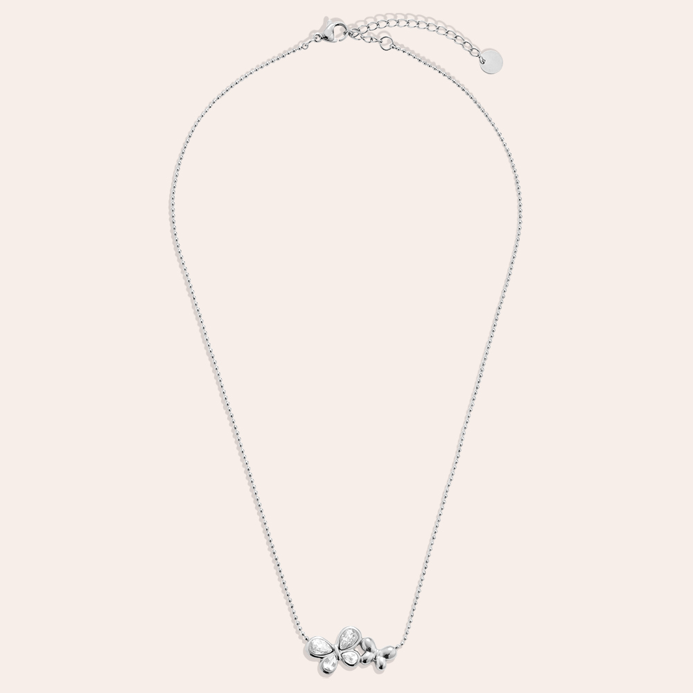 40cm Doppel Strassstein Schmetterling Edelstahl Halskette