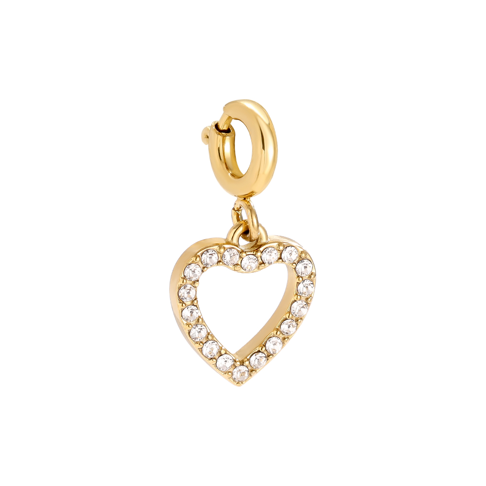 10mm Spring Clasp Hollow Diamond Heart Edelstahl Pendant  