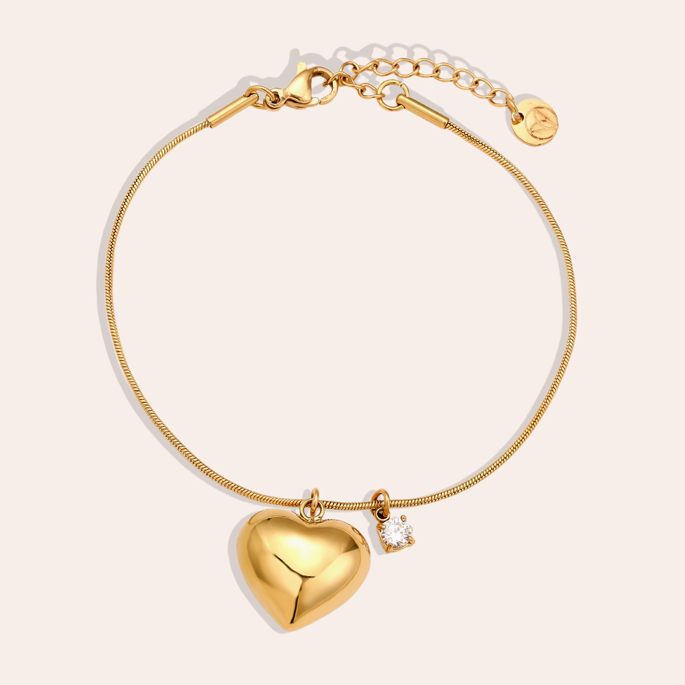 16cm Heart And Diamond Dot Edelstahl Armkette     