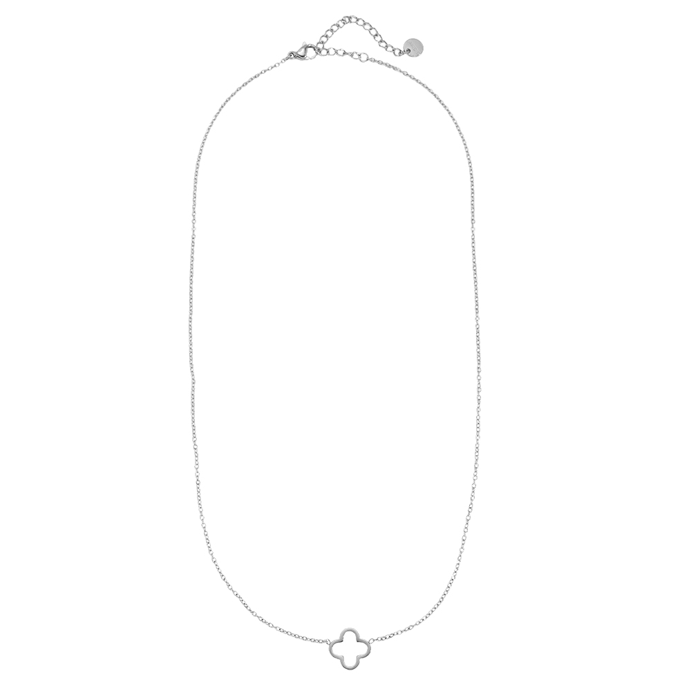 Edelstahl Halskette 43cm schlichtes Kleeblatt