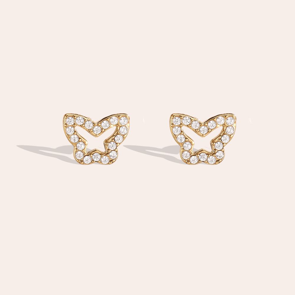 9mm Zirkonia Schmetterling Edelstahl Ohrringe    