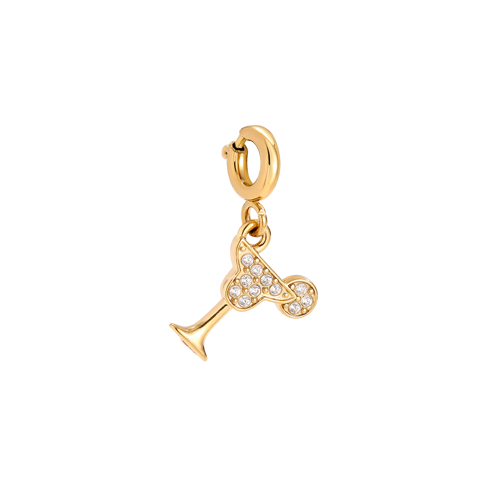 16mm Spring Clasp Diamond Cocktail Edelstahl Pendant     