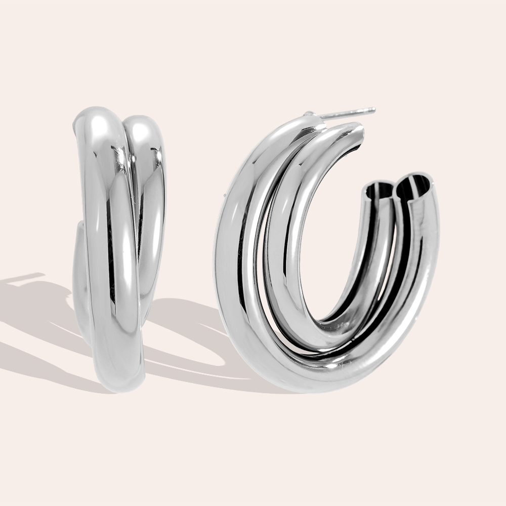 28mm Two Hoop Edelstahl Ohrringe    