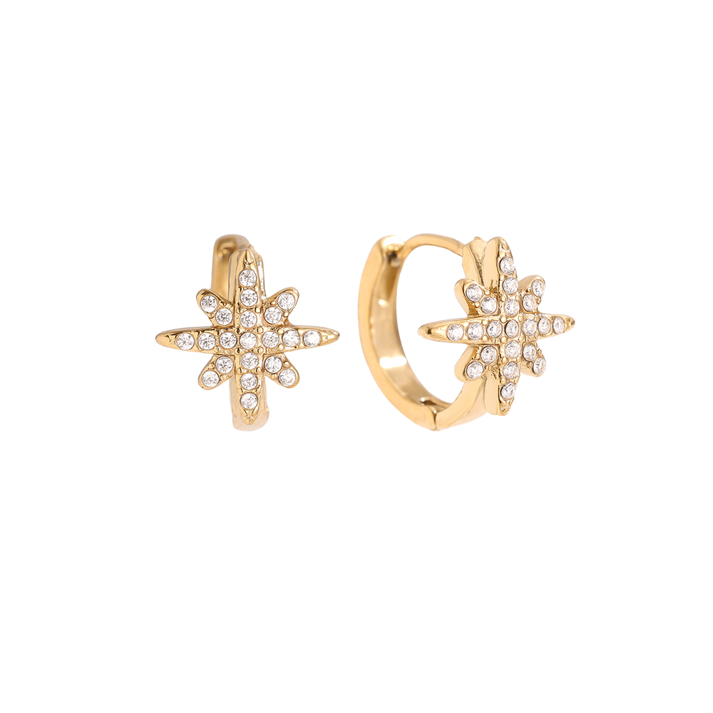 1.4cm Diamond Star Hoop Edelstahl Ohrringe      