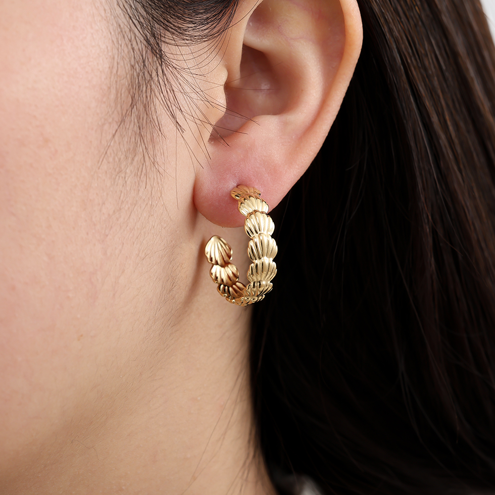 25mm Shell Hoop Edelstahl Ohrringe 
