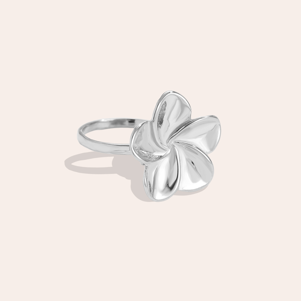 Verstellbarer einfache Blume Edelstahl Ring     