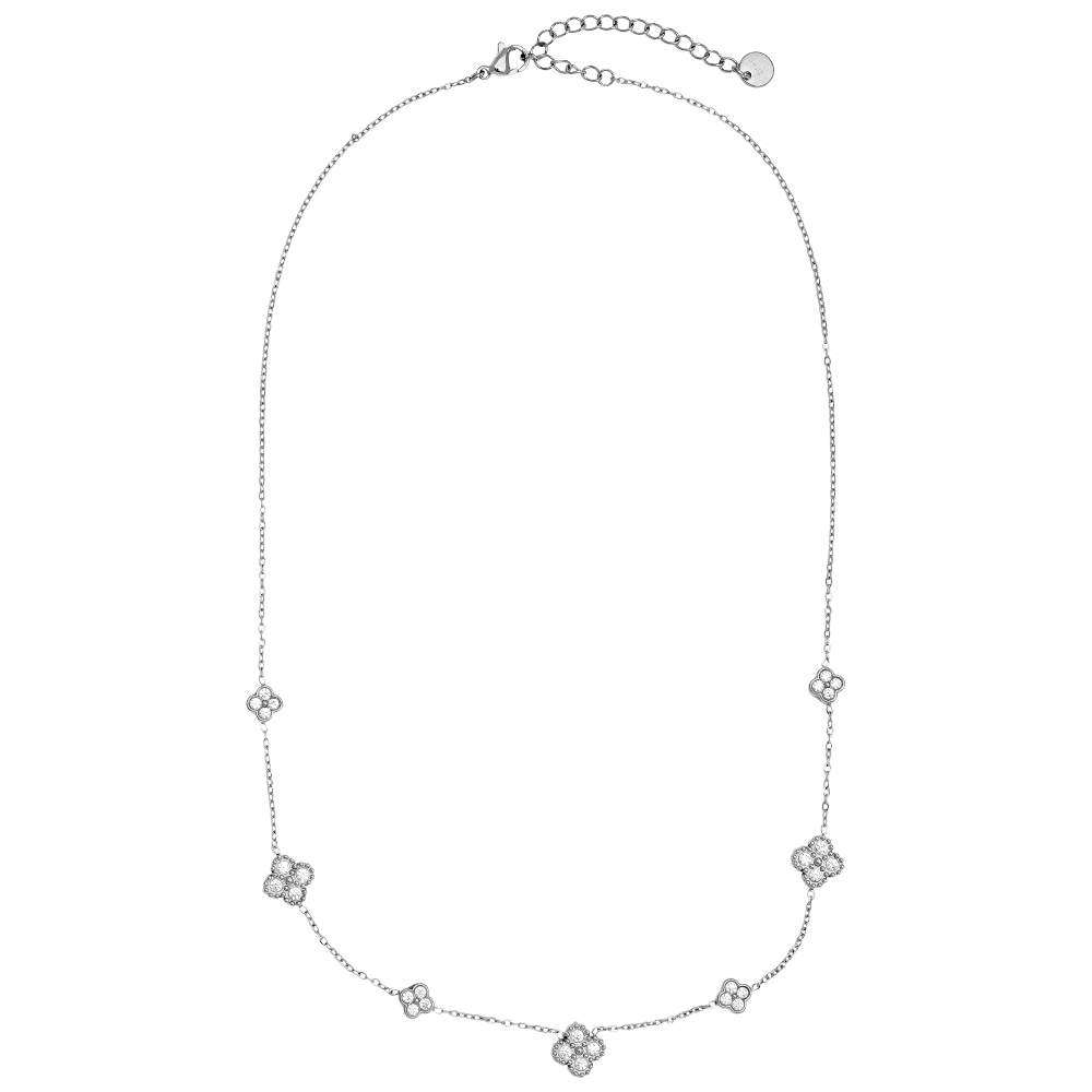 40cm Nice Lucky Flower Edelstahl Halskette     