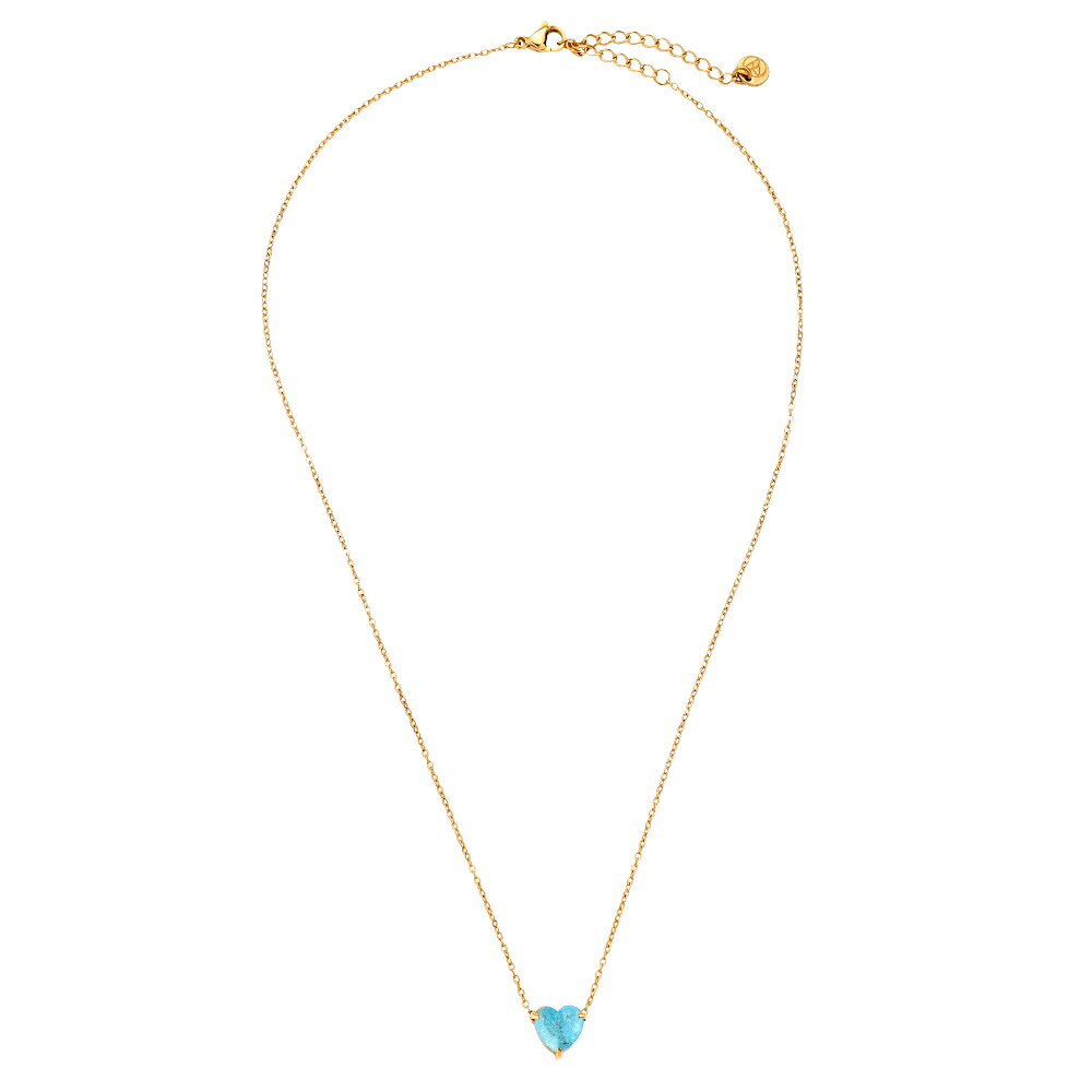 43cm Multi Colour Diamond Heart Stainless Steel Necklace
