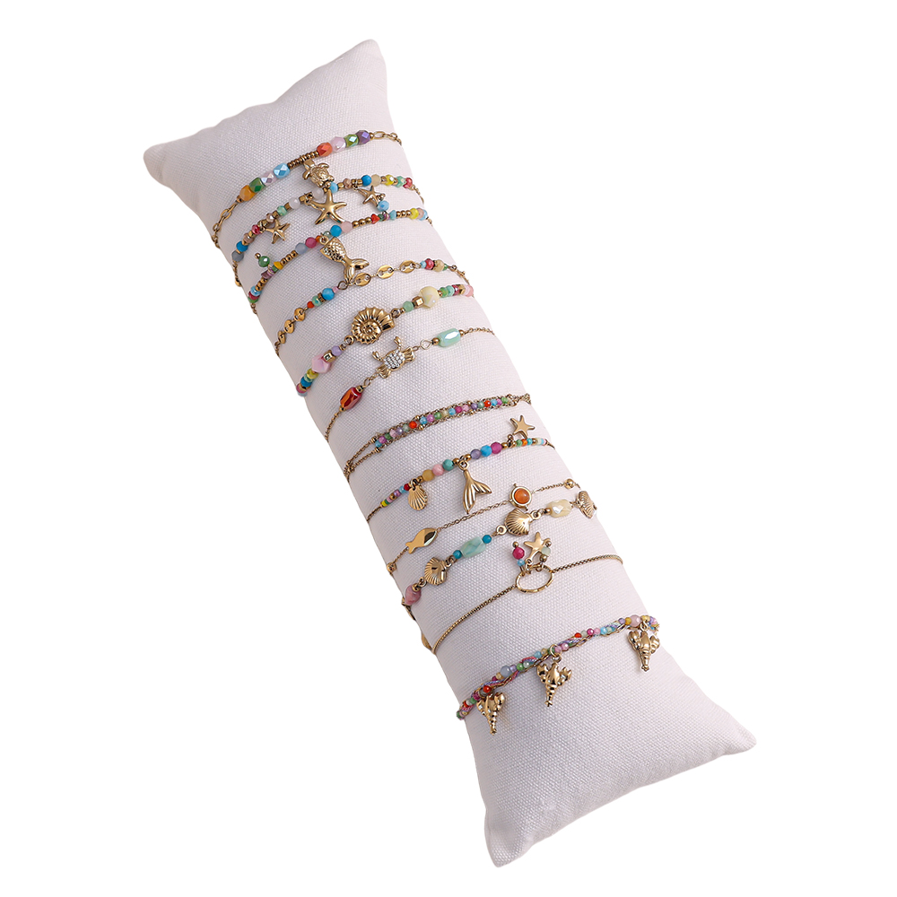 12er 17cm Buntes Muschel Perlen Edelstahl Armband Set