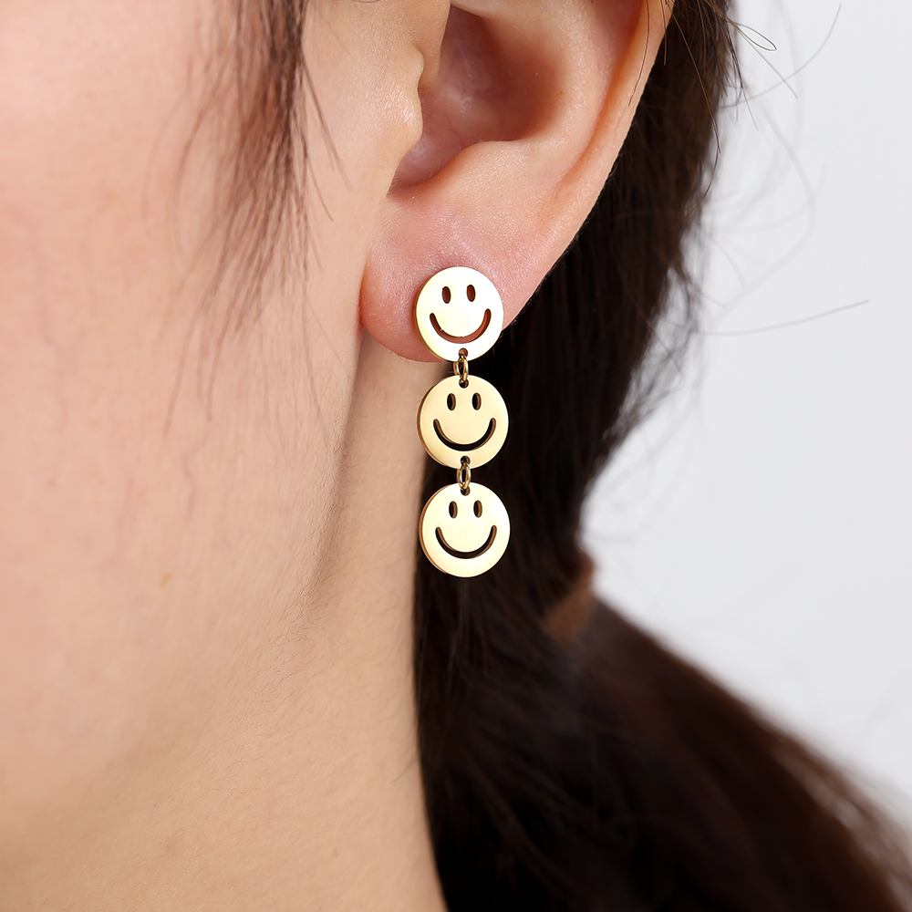 3.2cm Smiley Face Edelstahl Ohrringe    