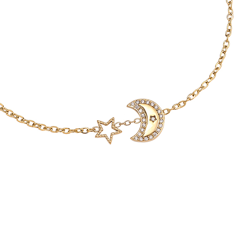17cm Diamond Moon And Star Edelstahl Armkette 