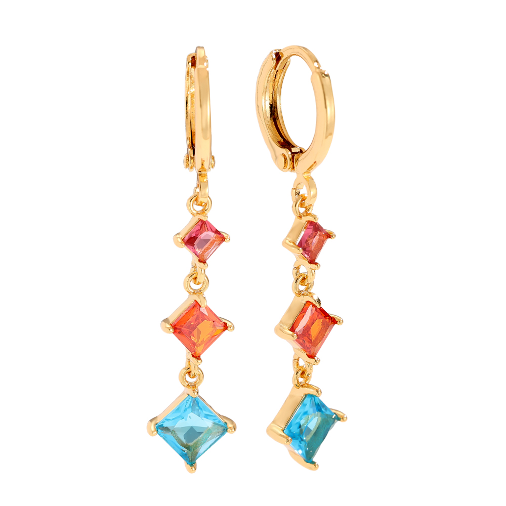 3.9cm Diamond Cubes Vergoldete Ohrringe      
