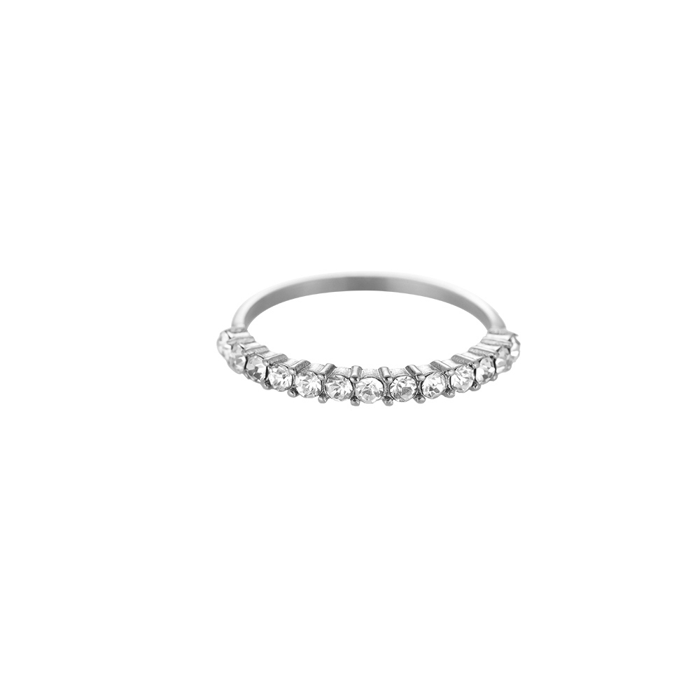 1/2 Shining Diamonds Hoop Edelstahl Ring