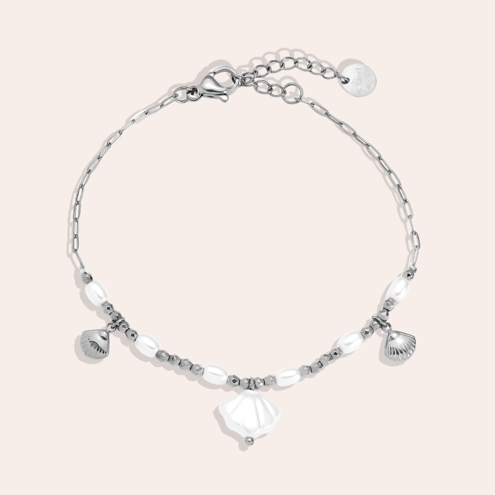 17cm Pearly Shell Edelstahl Armkette