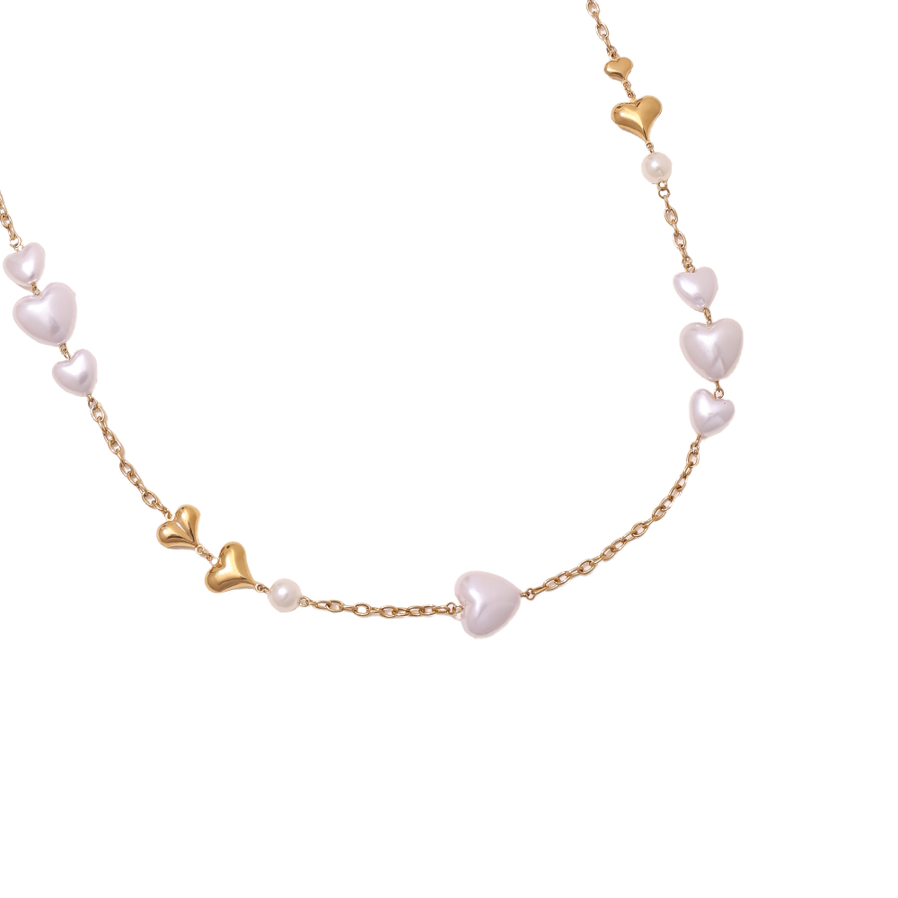 102cm Acrylic Hearts And Gold Hearts Edelstahl Halsketten  