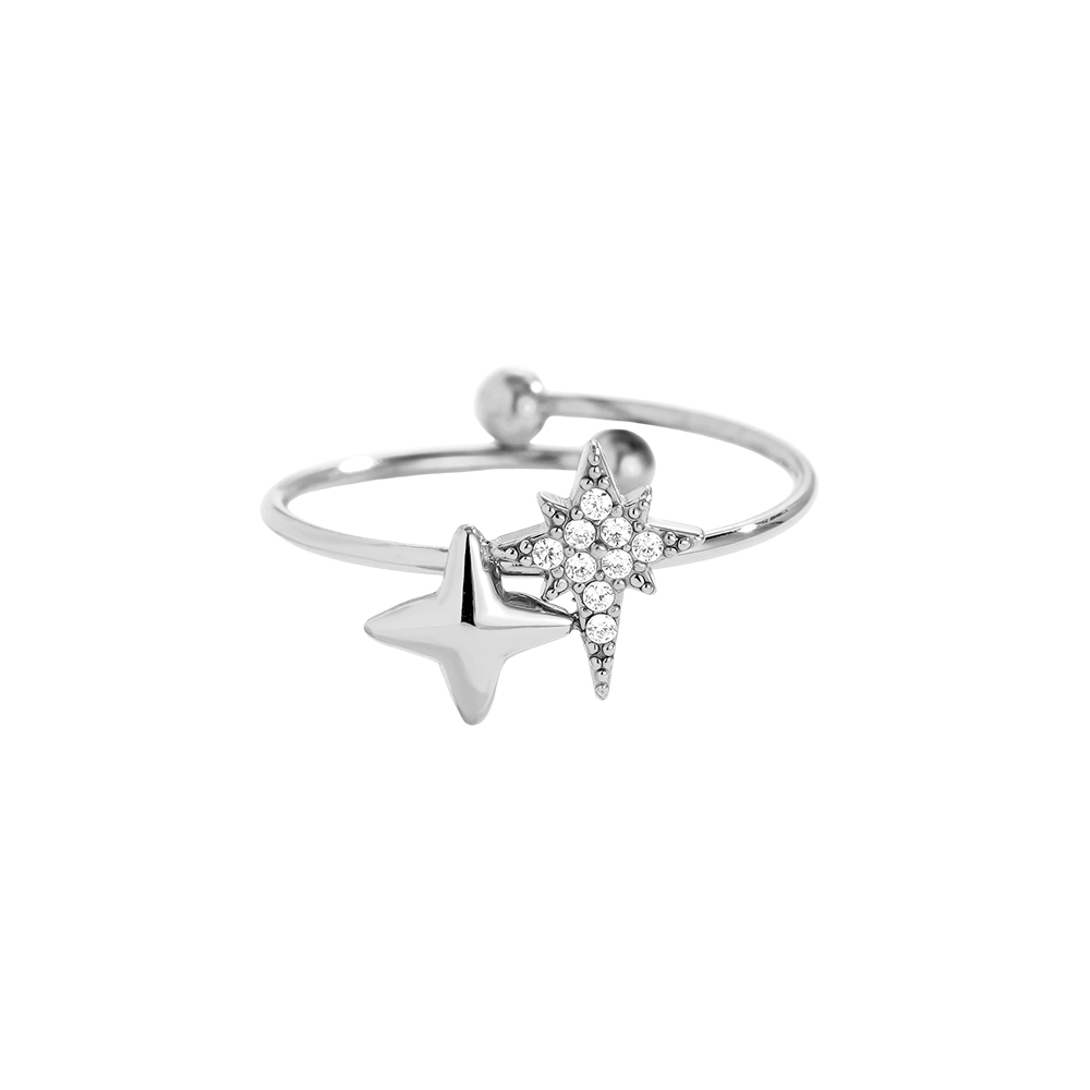 Edelstahl Ring Two Sharp Stars
