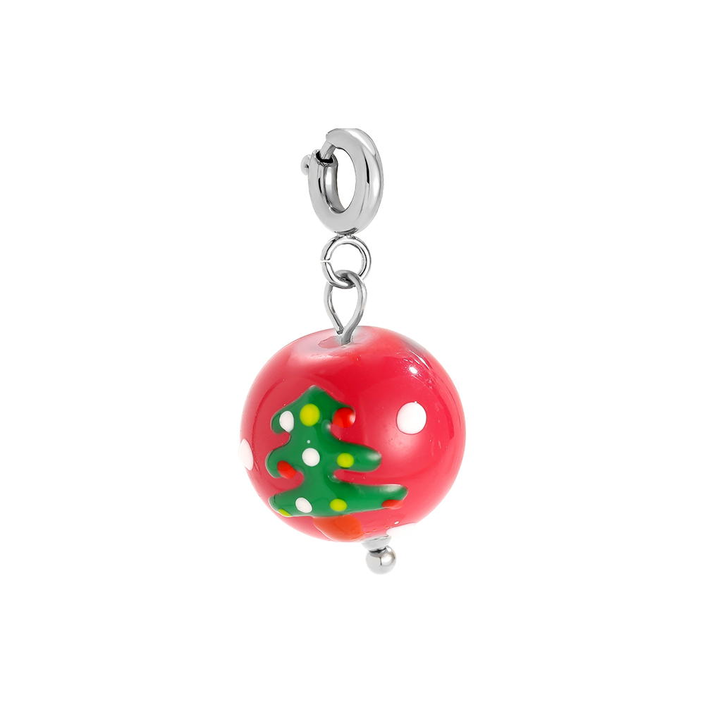 1.3*2cm Spring Clasp Red Xmas Bauble Edelstahl Pendant    