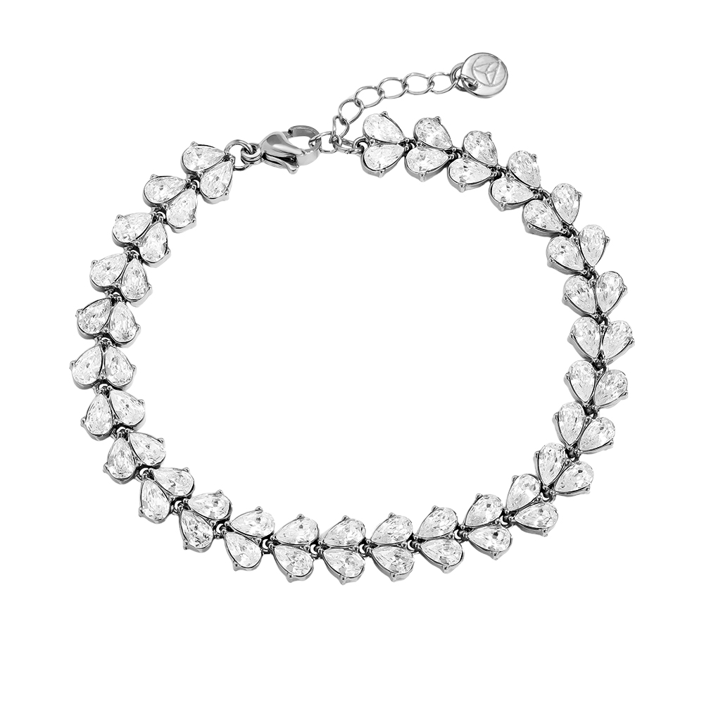 17cm Diamond Heart Pieces Edelstahl Armkette     