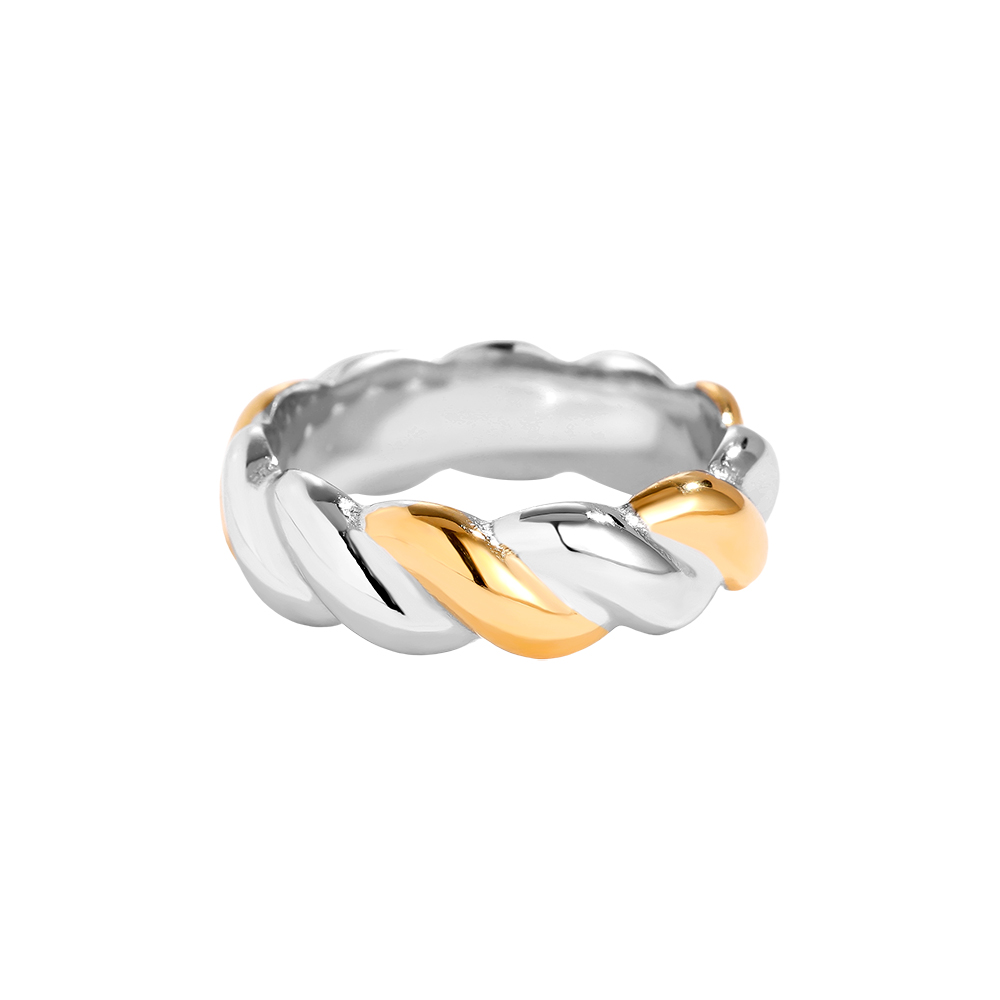 Twist Gold And Silver Edelstahl Ring         